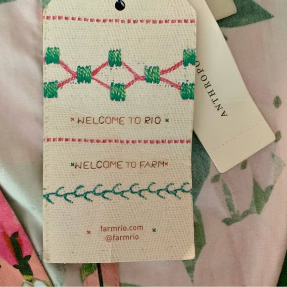 Farm Rio x Anthropologie XS NWT Deep-V Wide Leg Jumpsuit Tropical Floral Pink - Picture 12 of 17